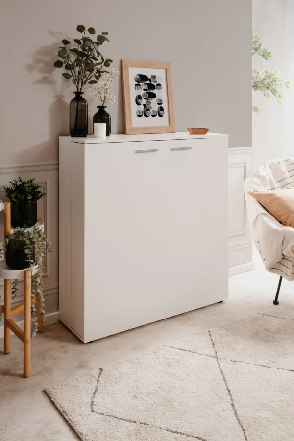 FIN - Schoenenkast Satos - Wit - 100x110x34 | Belga Meubelen Clearance