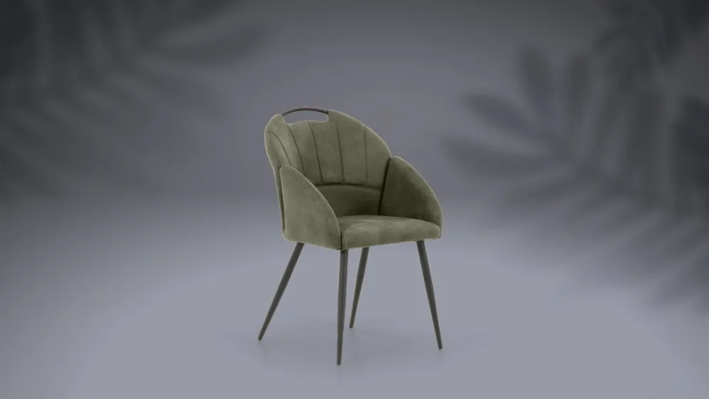 gbo__eetkamerstoel_baxter_0-1.webp GBO - Eetkamerstoel Baxter - Stof - Mosgroen - 50x88x54cm | Belga Meubelen Sale