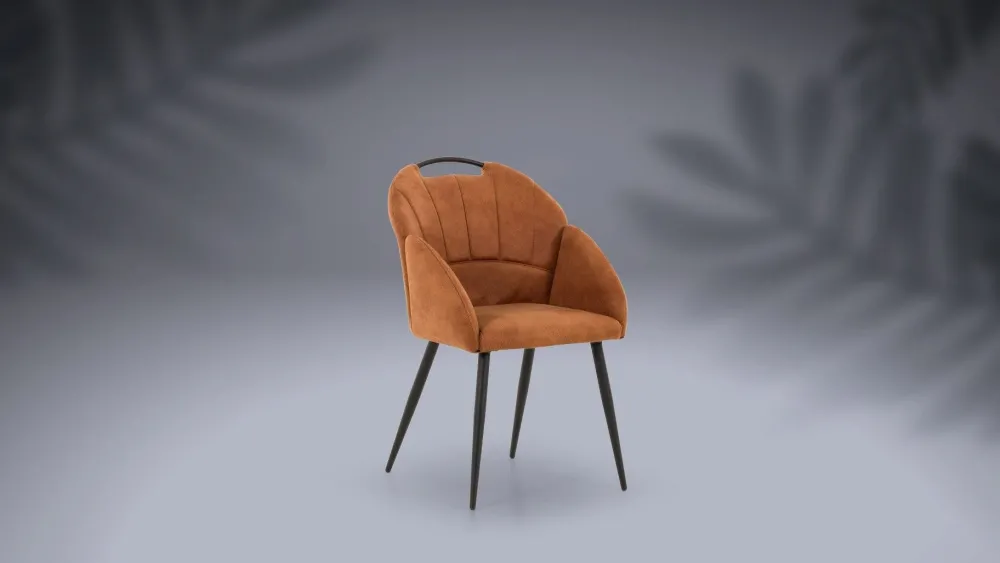 gbo__eetkamerstoel_baxter_0.webp GBO - Eetkamerstoel Baxter - Stof - Cognac - 50x88x54cm | Belga Meubelen Discount