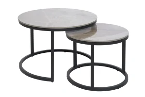 GBO - Set van 2 Salontafels Kera - Grijs Keramiek - -70 en -50cm | Belga Meubelen Fashion