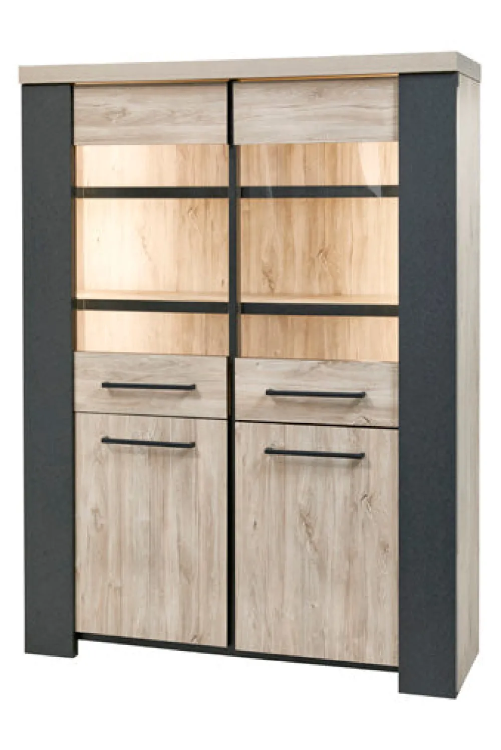 gbo__vitrine_hercules__be_0.webp GBO - Vitrine Hercules - Beach Oak + Grey Rock - 140x188x45cm | Belga Meubelen Fashion