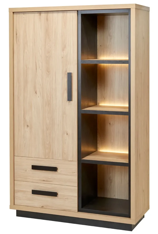 GBO - Vitrine Percy - Castella oak - 115x186x48cm | Belga Meubelen Sale