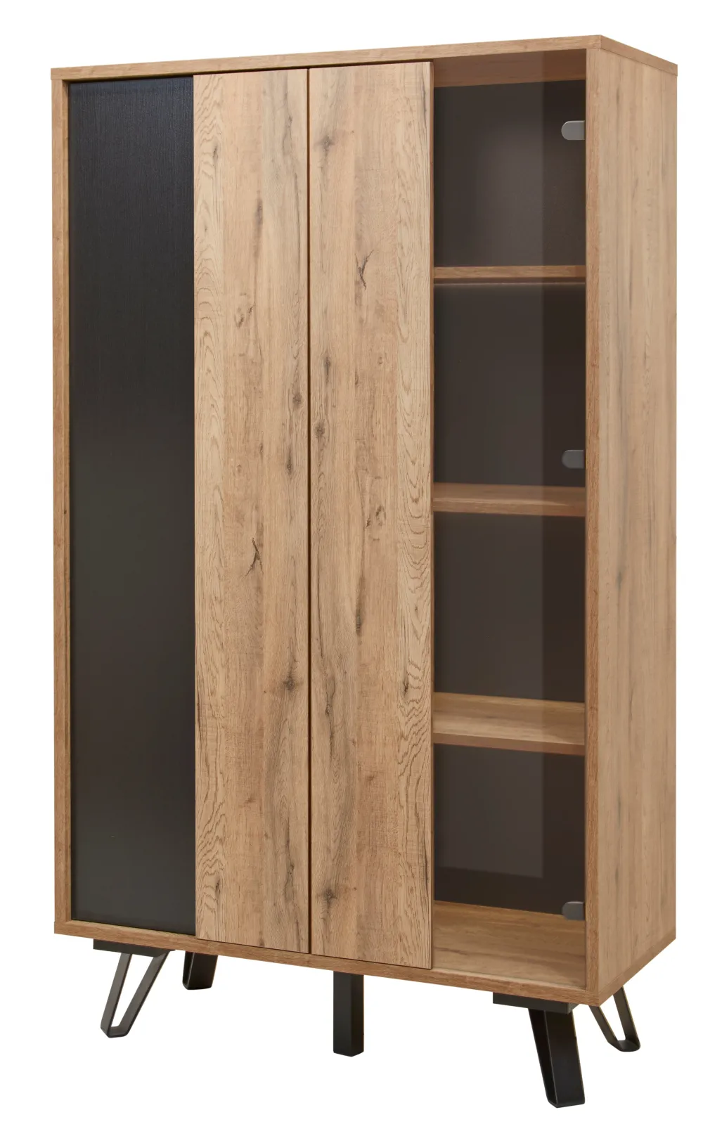 gbo__vitrine_phenix__scar_0.webp GBO - Vitrine Phenix - Scarlet oak/ Black - 101x173x45cm | Belga Meubelen Fashion