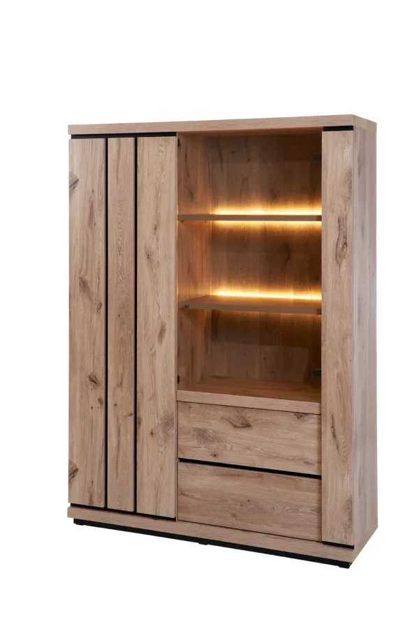 GBO - Vitrine Stefan - Canyon oak - 130x180x45cm | Belga Meubelen Sale