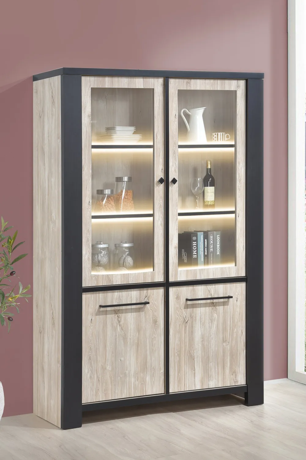 gbo__vitrine_thor__beach__0.webp GBO - Vitrine Thor - Beach oak - 130x195x45cm | Belga Meubelen Clearance