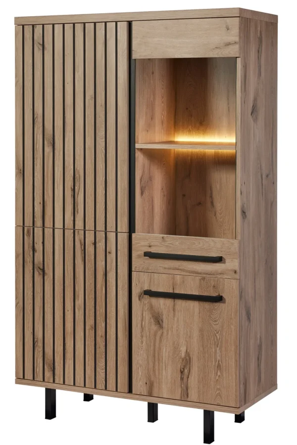 GBO - Vitrine Tim - Canyon oak - 108x180x46cm | Belga Meubelen Clearance