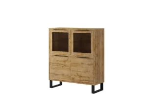 HM - Barkast Halle 42 - Donkere Eik/Zwart - 120x140x45cm | Belga Meubelen Best