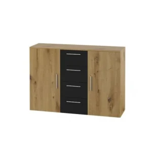HM - Commode Vera - Artisaan Eik/Zwart - 132x92x38cm | Belga Meubelen Fashion