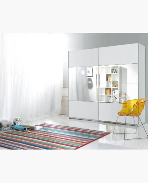 HM - Kleerkast Beta - 2 schuifdeuren - Eik/Wit - 200x210x61cm | Belga Meubelen Hot