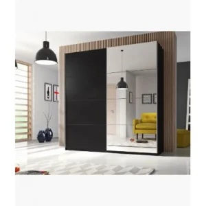HM - Kleerkast Beta - Zwart - 220x210x61cm | Belga Meubelen Fashion
