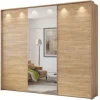 HM - Kleerkast Century - 3 schuifdeuren - Donkere/Lichte Eik - 277x240x64cm | Belga Meubelen Discount