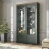 HM - Vitrine Evora L - Groen/Eik - 126x200x42cm | Belga Meubelen New