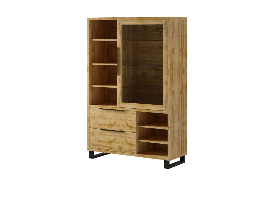 hm__vitrine_halle__donker_0.webp HM - Vitrine Halle - Donkere Eik - 120x190x45cm | Belga Meubelen Sale