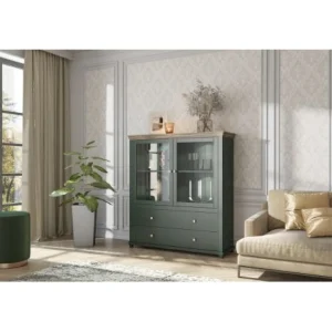 HM - Vitrine Wysoka - Groen - 126x183x42cm | Belga Meubelen Hot