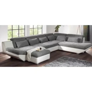 Hoeksalon Eternity - Rechts - Kunstleder/Stof - Grijs/Wit - 171x255x389cm | Belga Meubelen Outlet