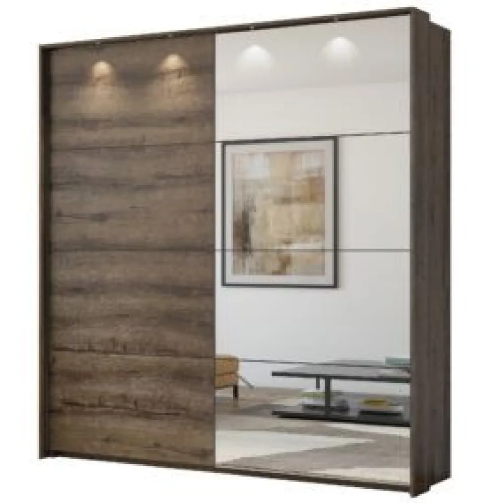 hv__kleerkast_century___s_0.webp HV - Kleerkast Century - 2 schuifdeuren - Donkere Eik - 228x240x64cm | Belga Meubelen Outlet