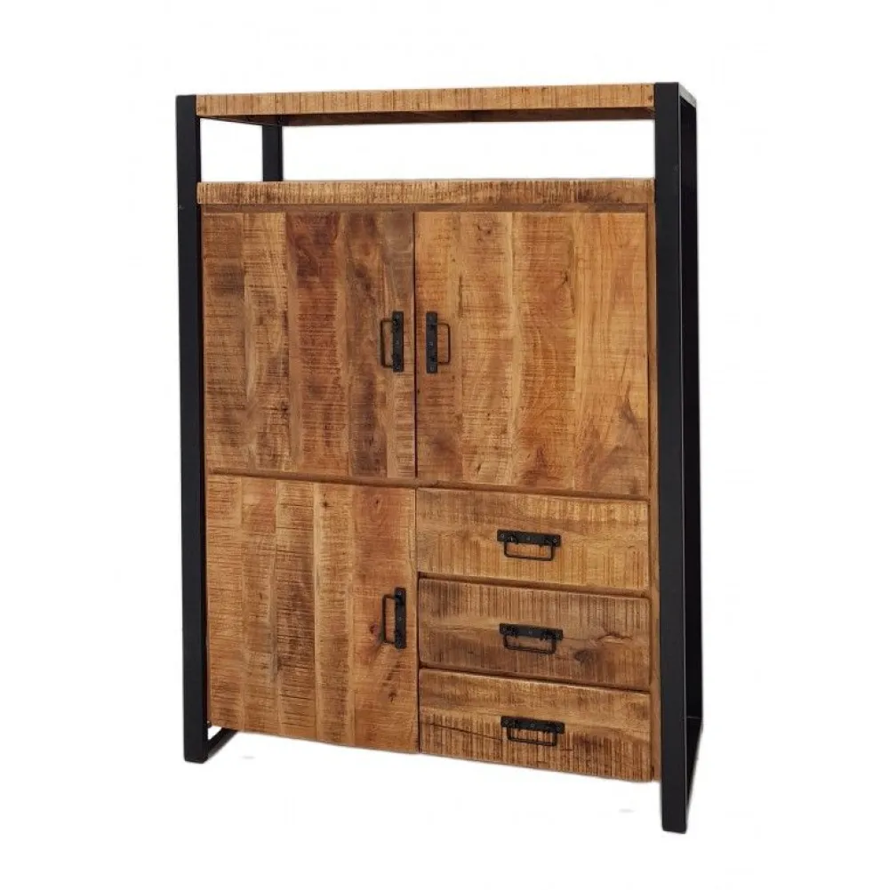 ide__barkast_sohoto__mass_0.webp IDE - Barkast Sohoto - Massief - Mangohout/Zwart - 115c160x45cm | Belga Meubelen Sale