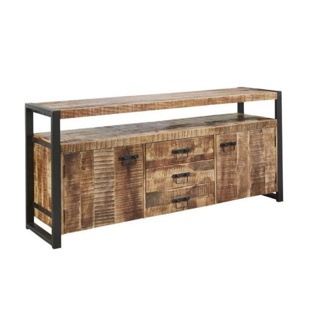 ide__dressoir_soho__massi_0.webp IDE - Dressoir Soho - Massief - Mangohout/Zwart - 215x85x45cm | Belga Meubelen Outlet