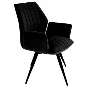 IDE - Eetkamerstoel Percy - Stof - Velvet - Zwart - 60x89x55cm | Belga Meubelen Sale