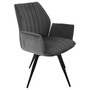 IDE - Eetkamerstoel Percy - Stof - Velvet - Grijs - 60x89x55cm | Belga Meubelen Hot