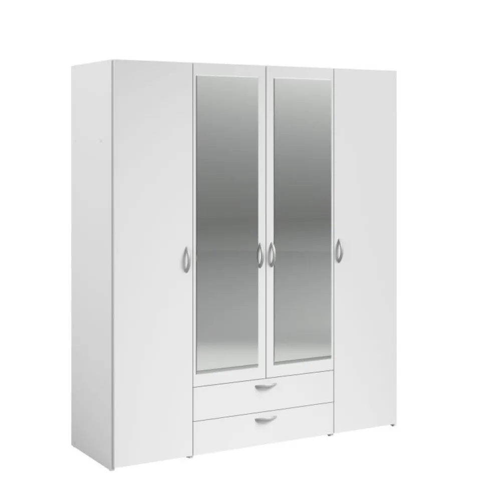 kleerkast_daily___draaide_0.webp Kleerkast Daily - 4 Draaideuren - Wit - 160x185x51cm | Belga Meubelen Fashion