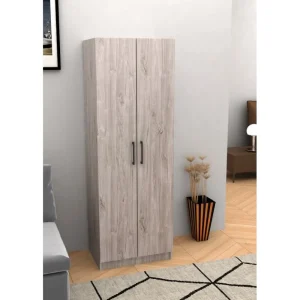 Kleerkast Malli - 2 Draaideuren - Grijze/Eik - 60x180x40cm | Belga Meubelen Online