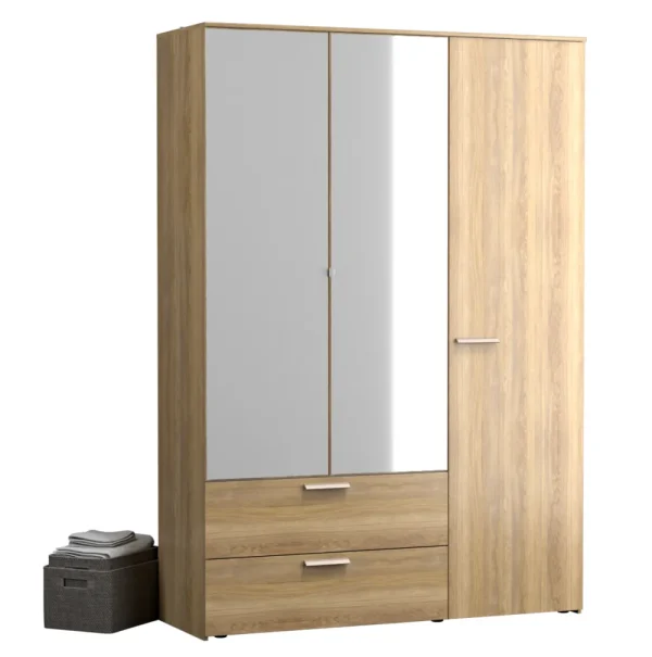 Kleerkast Opus - 3 deuren - Eiken - 161x55x229cm | Belga Meubelen Online