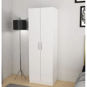 Kleerkast Snow 2 - Twee draaideuren - Wit - 60x180x40cm | Belga Meubelen Best