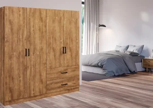Kleerkast Wilson - Denver eik decor - 2 schuiven - 160x180x40cm | Belga Meubelen Clearance