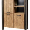 Meubar - Barkast Olivia - V6 - K662 - Oranje Teakhout/Staal look - 118x150x50cm | Belga Meubelen Discount