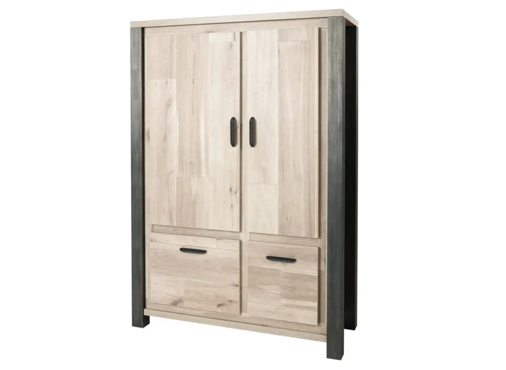 meubar__barkast_tomba__ba_0.webp Meubar - Barkast Tomba - BAR6 - K497 - Oude Eik/Imitatie staal - 130x189x50cm | Belga Meubelen Fashion