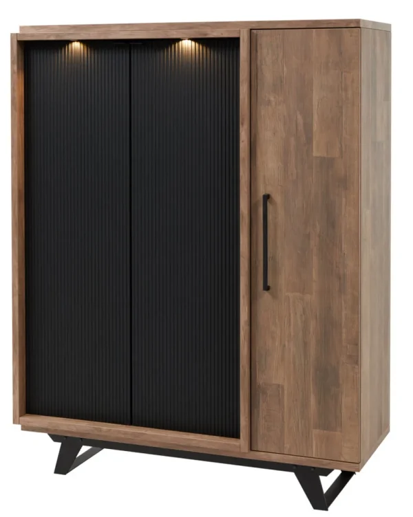 Meubar - Barkast Trentino - BAR6 - K671 - Old Teak/Matt black - 131x167x50cm | Belga Meubelen Sale