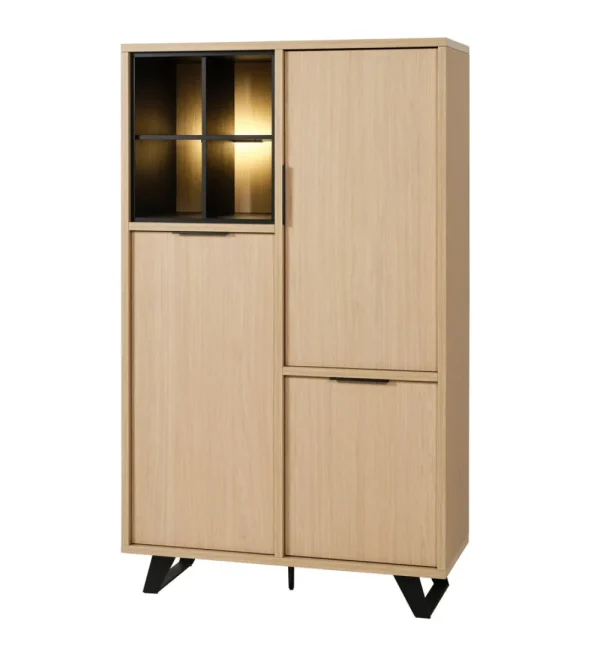 Meubar - Barkast Veneto - BAR6 - K726 - Elegant oak/Elegant black - 113x192x50cm | Belga Meubelen Discount