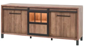 Meubar - Dressoir Alcatraz - DR7 - K671 - Old teak/Matt black - 207x90x50cm | Belga Meubelen Sale