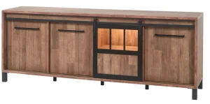Meubar - Dressoir Alcatraz - DR6 - K671 - Old teak/Matt black - 238x90x50cm | Belga Meubelen Best