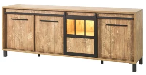 Meubar - Dressoir Alcatraz - DR6 - K661 - Oranje Teakhout/Zwart - 238x90x50cm | Belga Meubelen Outlet