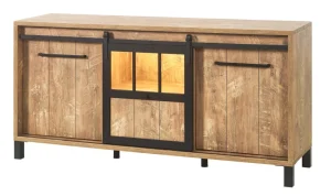 Meubar - Dressoir Alcatraz - DR8 - K661 - Oranje Teakhout/Zwart - 179x90x50cm | Belga Meubelen New