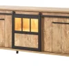 Meubar - Dressoir Alcatraz - DR7 - K661 - Oranje Teakhout/Zwart - 207x90x50cm | Belga Meubelen Clearance