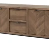 Meubar - Dressoir Jaipur - DR7 - K671V - Old teak (Fishbone doors)/Matt Black - 208x77x50cm | Belga Meubelen Sale