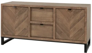 Meubar - Dressoir Jaipur - DR8 - K671V - Old teak (Fishbone doors)/Matt Black - 159x77x50cm | Belga Meubelen New