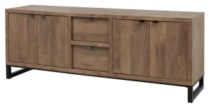 Meubar - Dressoir Jaipur - DR7 - K671 - Old teak/Matt black - 208x77x50cm | Belga Meubelen New