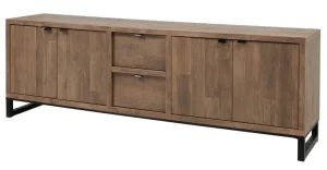 Meubar - Dressoir Jaipur - DR6 - K671 - Old teak/Matt black - 232x77x50cm | Belga Meubelen New
