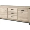 Meubar - Dressoir Jan - DR8 - K497 - Oude eik/imitatie staal - 184x92x50cm | Belga Meubelen New