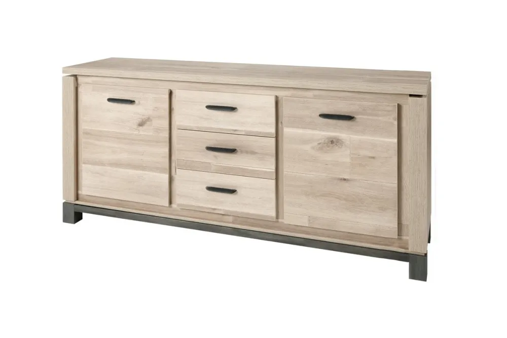 meubar__dressoir_jan___dr_0-1.webp Meubar - Dressoir Jan - DR8 - K497 - Oude eik/imitatie staal - 184x92x50cm | Belga Meubelen New