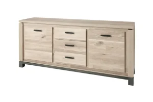 Meubar - Dressoir Jan - DR7 - K497 - Oude eik/imitatie staal - 203x92x50cm | Belga Meubelen Fashion