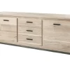 Meubar - Dressoir Jan - DR6 - K497 - Oude eik/imitatie staal - 222x92x50cm | Belga Meubelen Sale