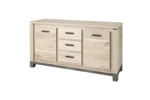 Meubar - Dressoir Jan - DR9 - K497 - Oude eik/imitatie staal - 167x92x50cm | Belga Meubelen New