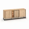 Meubar - Dressoir Kano - DR7 - K545BL - Millenium oak nature/Elegant black - 215x89x49cm | Belga Meubelen Outlet