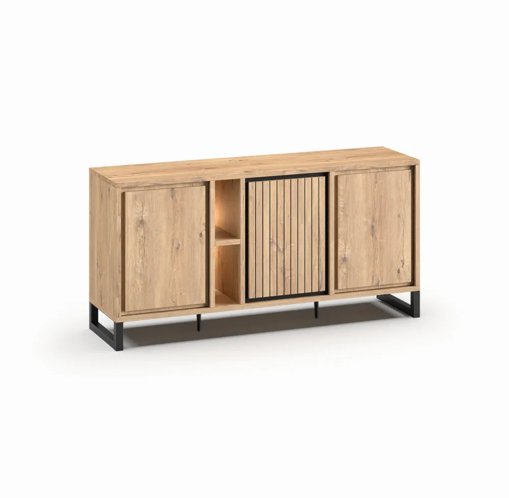 meubar__dressoir_kano___d_0.webp Meubar - Dressoir Kano - DR8 - K545BL - Millenium oak nature/Elegant black - 180x89x49cm | Belga Meubelen Fashion