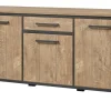 Meubar - Dressoir Lovina - DR8 - K661 - Oranje Teakhout/Zwart - 183x89x50cm | Belga Meubelen Online